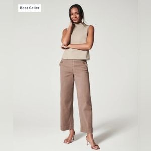 SPANX Stretch Twill Cropped Wide Leg Pant Petite small brown/"cedar"
